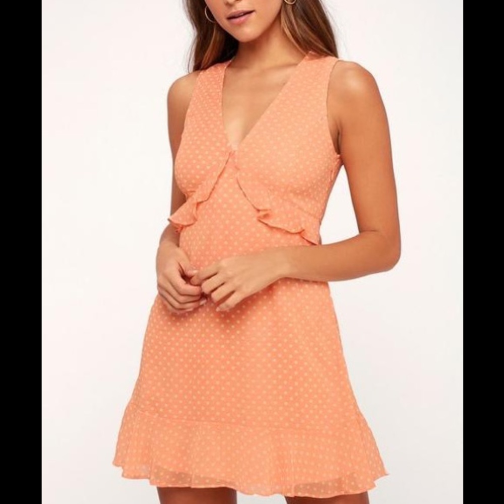 Lulu's Peach Polka Dot Dress